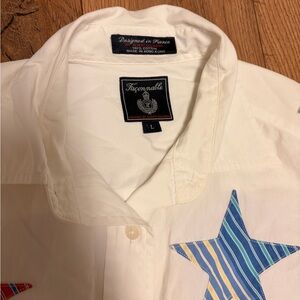 Faconnable White Shirt with Blue Star Accent